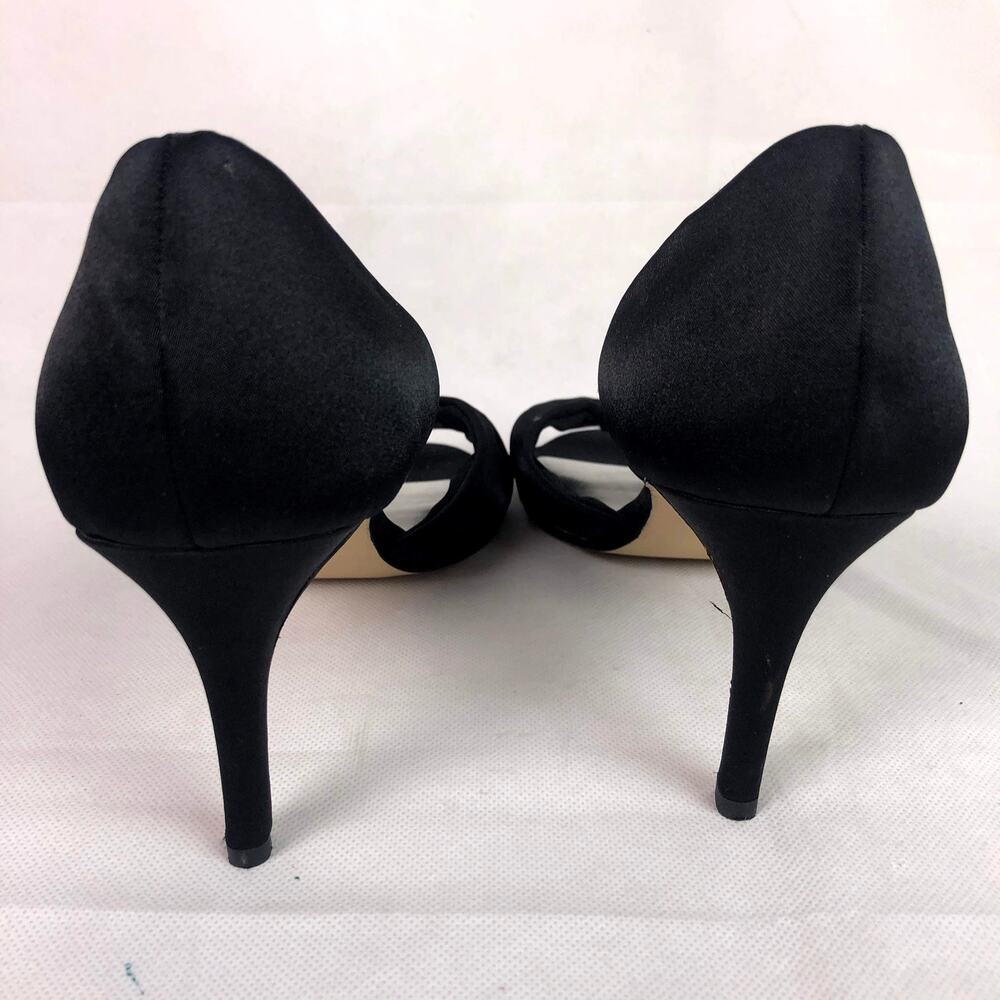 Caparros Black Satin Heels Rhinestone Detail 2" heel Size 8.5B - Picture 2 of 4